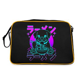 Retro Kawaii Ramen Dog Rottweiler - Retro Bag - black/gold - Back
