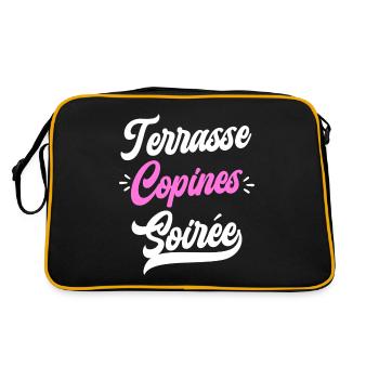 Apéro Amie Femme Terrasse Copines Soirée - Sac Retro - noir/or - Dos