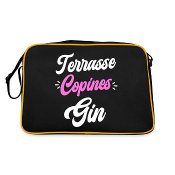 Soirée Amie Femme Terrasse Copines Gin - Sac Retro - noir/or - Dos
