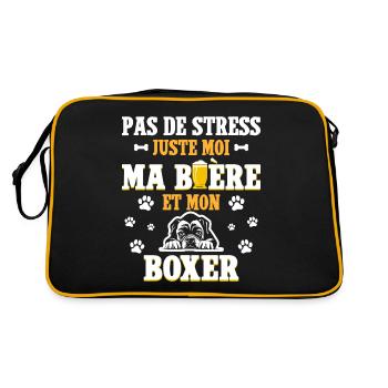 Humour Apéro Bière Papa Chien Boxer - Sac Retro - noir/or - Dos