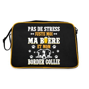 Humour Bière Papa Chien Border Collie - Sac Retro - noir/or - Dos