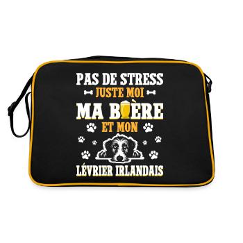 Humour Bière Papa Chien Lévrier Irlandais - Sac Retro - noir/or - Dos