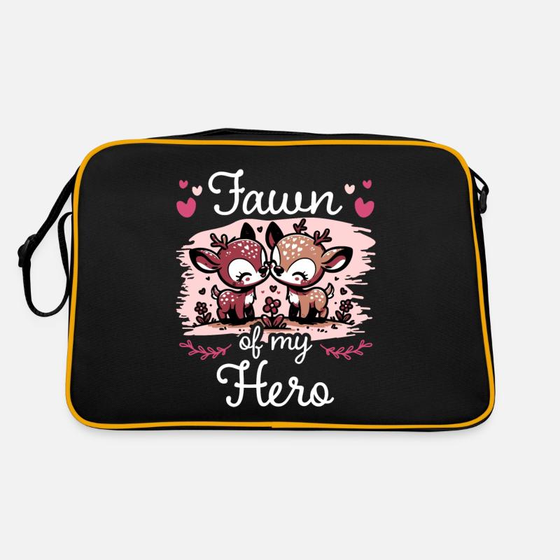 Rehkitz Liebe Romantische Idee Paar - Retro Tasche - Schwarz/Gold