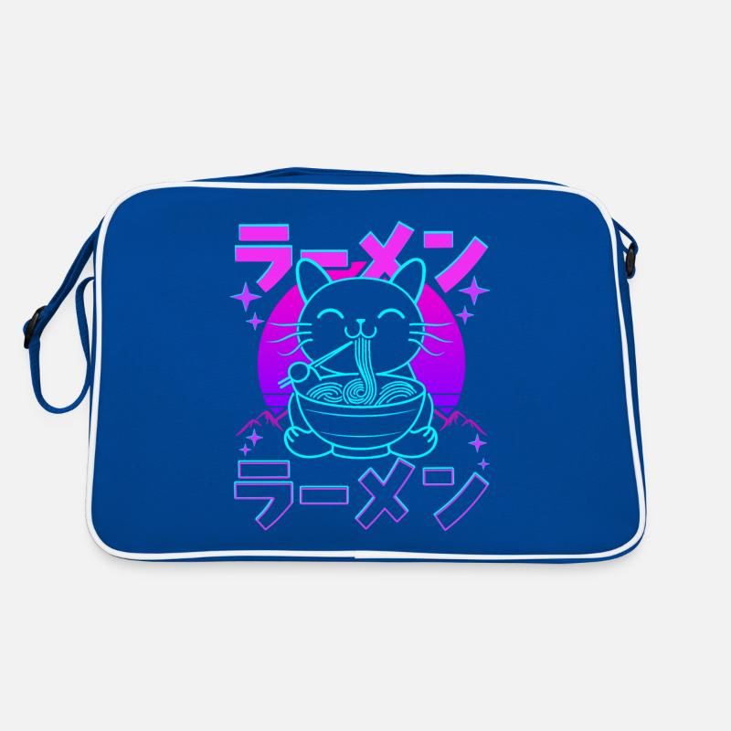 Rétro Kawaii Chat Mangeant Ramen Sac Retro
