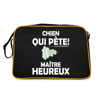Humour Beauf Chien Cadeau Humour Chien - Sac Retro - noir/or - Dos