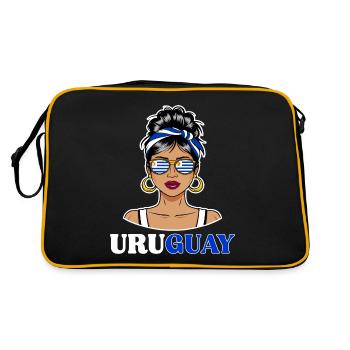Drapeau Uruguay Femme Uruguayenne - Sac Retro - noir/or - Dos