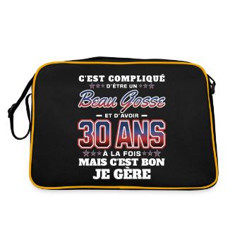 Humour Homme 30 ans Fête Anniversaire - Sac Retro - noir/or - Dos