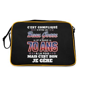 Humour Homme 70 ans Fête Anniversaire - Sac Retro - noir/or - Dos