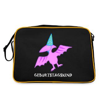 Birthday Boy Pteranodon Pterosaur Dinosaur - Retro Bag - black/gold - Back
