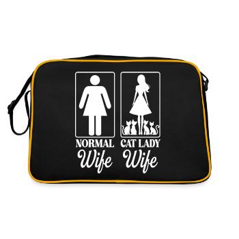 Ehefrau liebt Katzen Neuheit Katze Ehefrau - Retro Tasche - Schwarz/Gold - Hinten