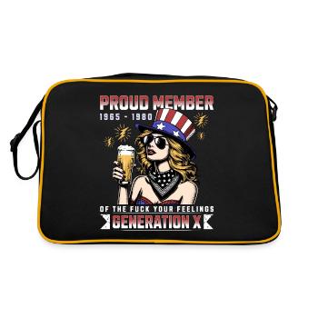 Frau USA Humor Generation X - Retro Tasche - Schwarz/Gold - Hinten