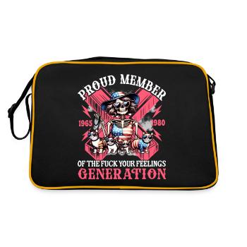 Katze Frau Humor Generation X - Retro Tasche - Schwarz/Gold - Hinten