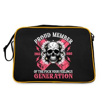 Frau Totenkopf Humor Generation X - Retro Tasche - Schwarz/Gold - Hinten
