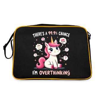 Einhorn denkt zu sarkastischen Humor - Retro Tasche - Schwarz/Gold - Hinten