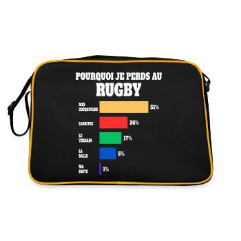 Maillot Humour Joueur Rugby - Sac Retro - noir/or - Dos