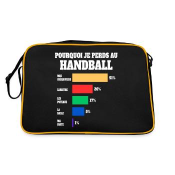 Maillot Humour Joueur Handball - Sac Retro - noir/or - Dos