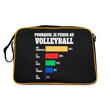 Maillot Humour Joueur Volleyball - Sac Retro - noir/or - Dos