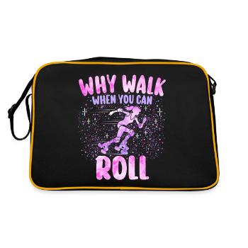 Girl Roller Skater Woman Roller - Retro Bag - black/gold - Back