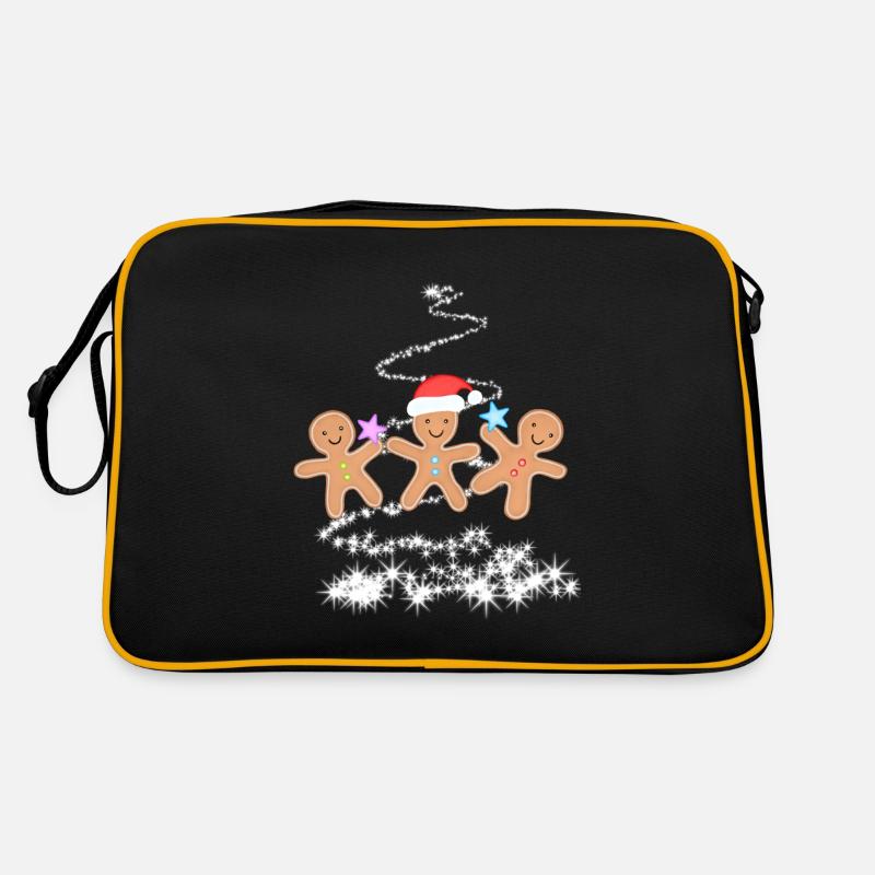 Lebkuchenmänner Weihnachten Lebkuchenmann süß - Retro Tasche - Schwarz/Gold