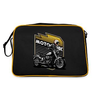 Motorcyclist. Motorcycle. Ride free. - Retro Bag - black/gold - Back