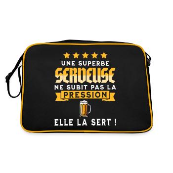 Bière Bar Barwoman Serveuse Humour - Sac Retro - noir/or - Dos