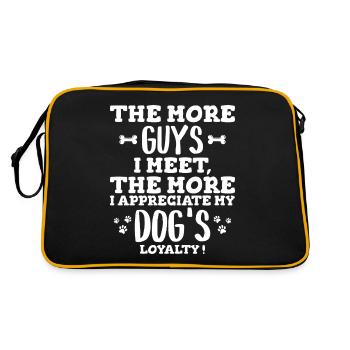 Single Frau Zitat Humor Hund - Retro Tasche - Schwarz/Gold - Hinten