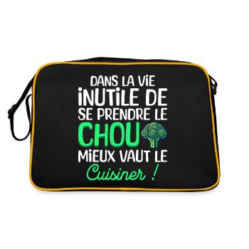 Se Prendre Le Chou Cuisine Humour Cuisinier - Sac Retro - noir/or - Dos