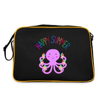Happy Summer Octopus Cute Kids Summer Octopus Cream - Retro Bag - black/gold - Back