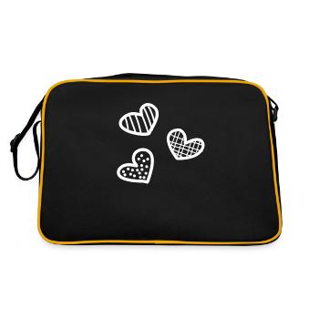 drei Herzen - Retro Tasche - Schwarz/Gold - Hinten