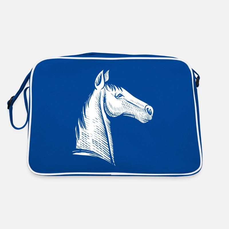 Minimalistisches Pferdeportrait Silhouette Retro Tasche