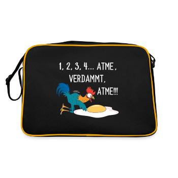 Huhn Hühner Hahn Lustige Sprüche Geschenk - Retro Tasche - Schwarz/Gold - Hinten