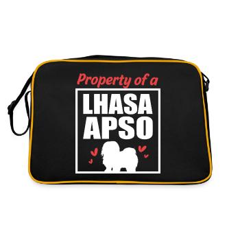 Lhasa Apso Hund - Retro Tasche - Schwarz/Gold - Hinten