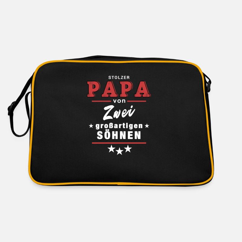stolzer Papa Söhnen Familie - Retro Tasche - Schwarz/Gold
