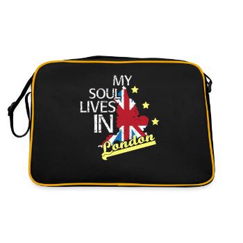 England UK Vereinigtes Königreich Geschenkidee - Retro Tasche - Schwarz/Gold - Hinten