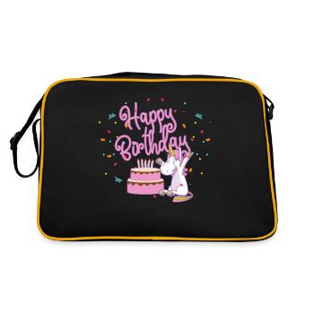 Fête d'anniversaire avec une licorne et un gâteau - Sac Retro - noir/or - Dos