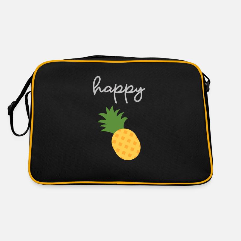Happy pineapple - cute design - Retro Bag - black/gold
