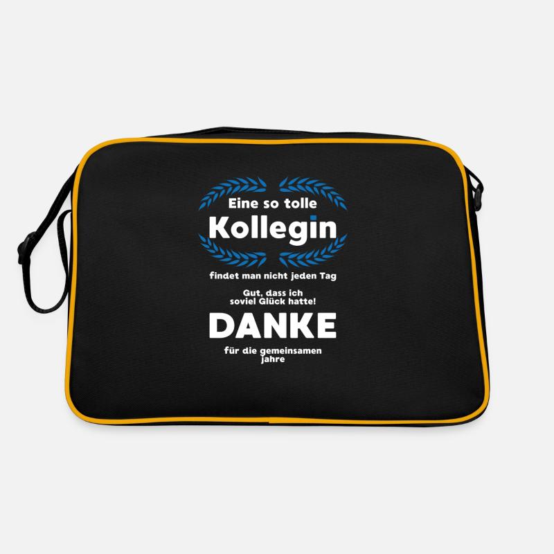 Kollegin Danke Abschied Arbeit Geschenk - Retro Tasche - Schwarz/Gold