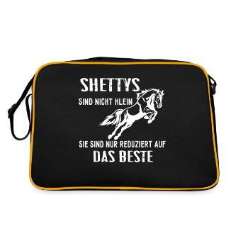 Shettys Geschenk Pferd Sport Hobby Dressur - Retro Tasche - Schwarz/Gold - Hinten