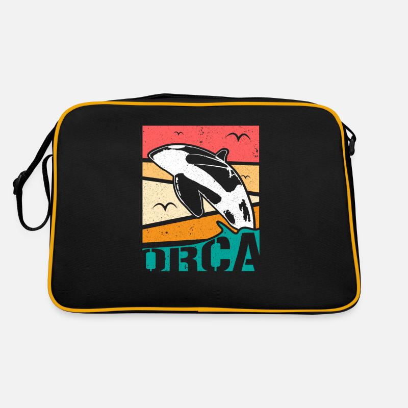 Orca Delfin Geschenkidee - Retro Tasche - Schwarz/Gold