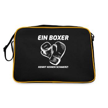 Boxen Boxer Spruch - Retro Tasche - Schwarz/Gold - Hinten