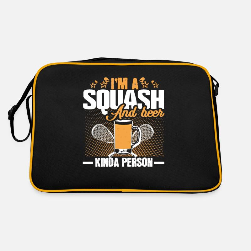 Squash Squashball Turnier - Retro Tasche - Schwarz/Gold