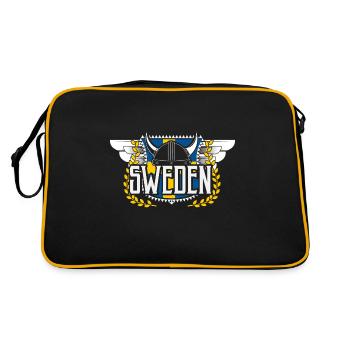 Schweden Vikinger Europäische Union Geschenkidee - Retro Tasche - Schwarz/Gold - Hinten