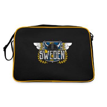 Schweden Berge Europäische Union - Retro Tasche - Schwarz/Gold - Hinten