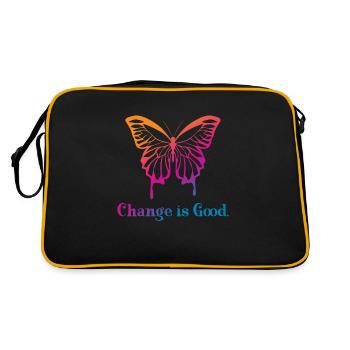 Change is good Schmetterling Natur Geschenk - Retro Tasche - Schwarz/Gold - Hinten