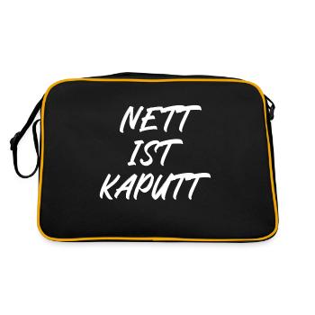 Nett ist kaputt - Retro Tasche - Schwarz/Gold - Hinten