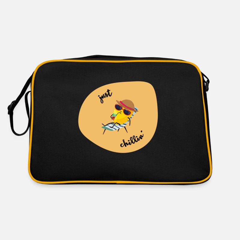 Sommer summer lemon Zitrone chillen - Retro Tasche - Schwarz/Gold