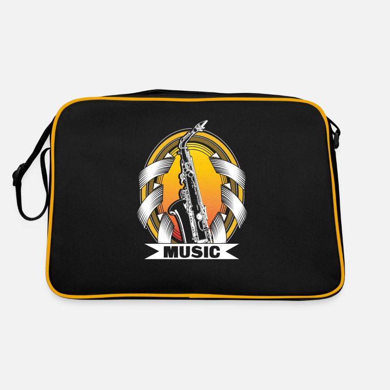 Saxophone Blues Concert Idée Cadeau - Sac Retro - noir/or