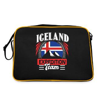Island Geschenk - Retro Tasche - Schwarz/Gold - Hinten