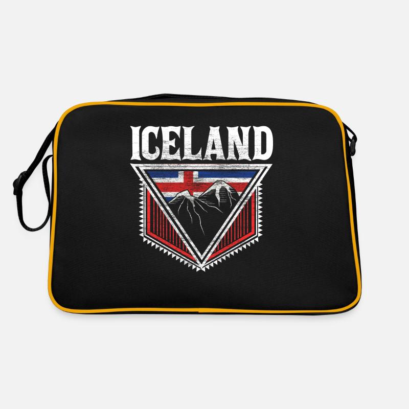 Island Vulkaninsel Flagge Geschenkidee Retro Tasche