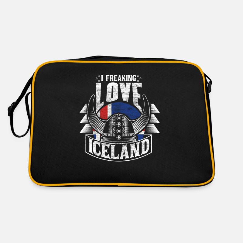 Island Wikinger Staat Geschenk - Retro Tasche - Schwarz/Gold